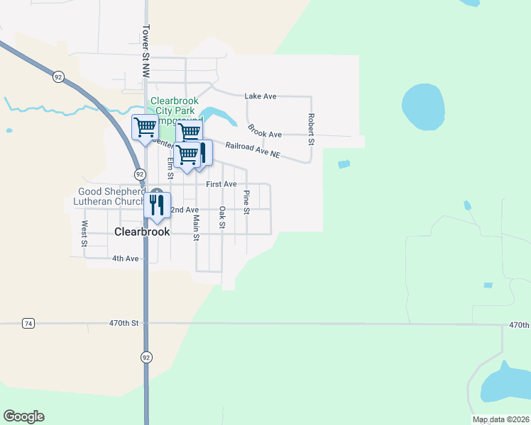 map of restaurants, bars, coffee shops, grocery stores, and more near 320 2nd Avenue in Clearbrook