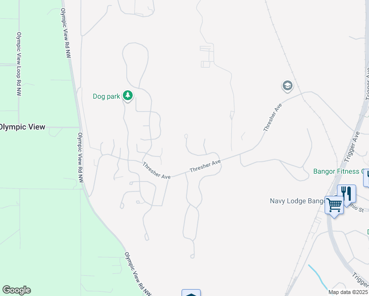 map of restaurants, bars, coffee shops, grocery stores, and more near 4177 Greenfish Drive in Silverdale