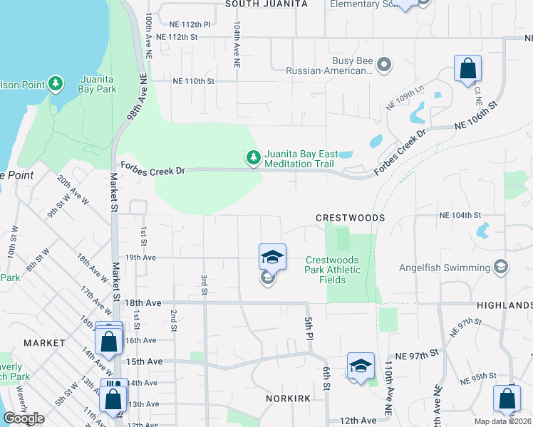 map of restaurants, bars, coffee shops, grocery stores, and more near 428 20th Avenue in Kirkland