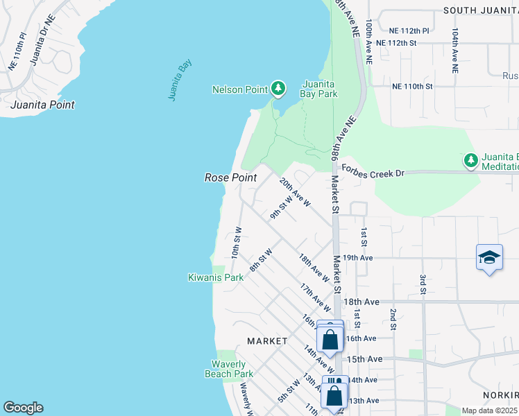map of restaurants, bars, coffee shops, grocery stores, and more near 926 18th Avenue West in Kirkland