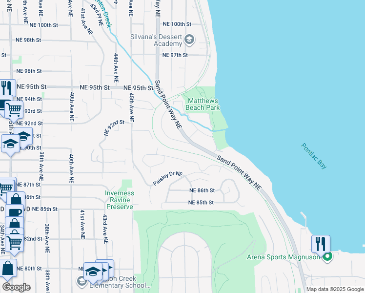 map of restaurants, bars, coffee shops, grocery stores, and more near 9103 Matthews Avenue Northeast in Seattle