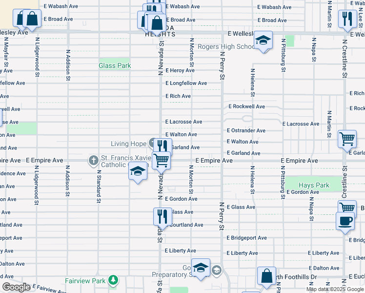 map of restaurants, bars, coffee shops, grocery stores, and more near in Spokane