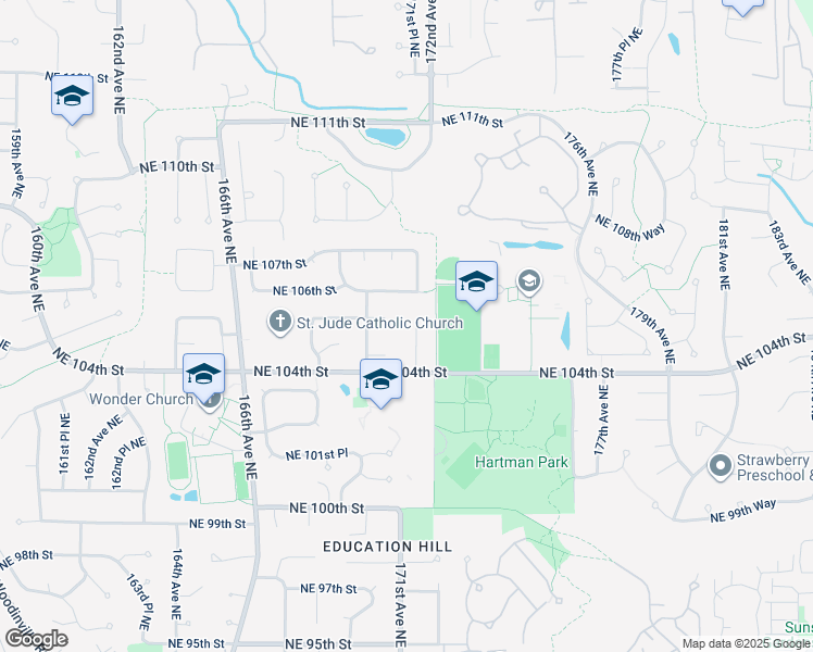 map of restaurants, bars, coffee shops, grocery stores, and more near 10503 171st Avenue Northeast in Redmond