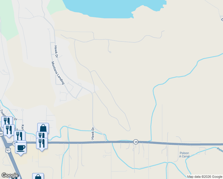 map of restaurants, bars, coffee shops, grocery stores, and more near 220 Red Tail Road in Polson