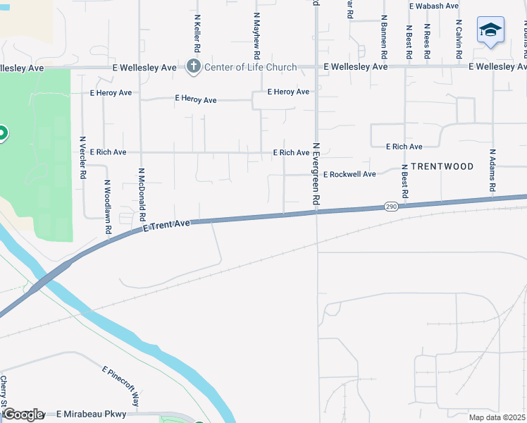map of restaurants, bars, coffee shops, grocery stores, and more near 13400-13750 East Trent Avenue in Spokane Valley