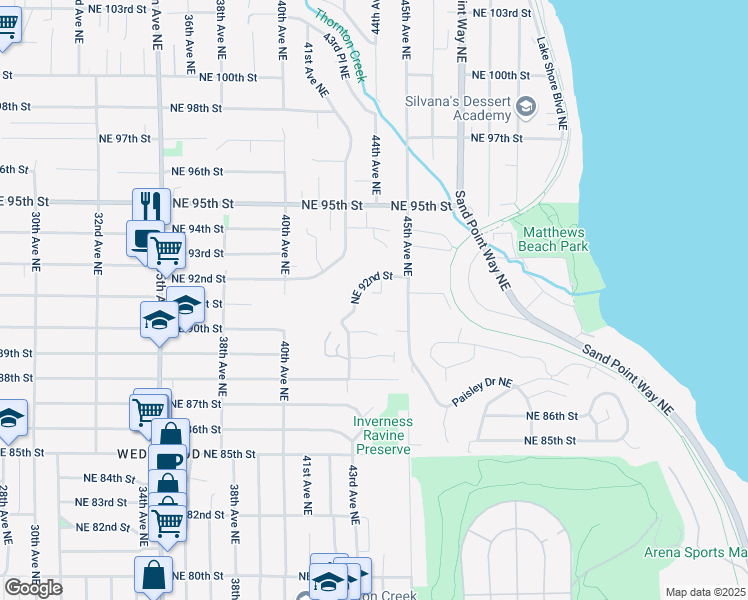 map of restaurants, bars, coffee shops, grocery stores, and more near 4220 Northeast 90th Street in Seattle