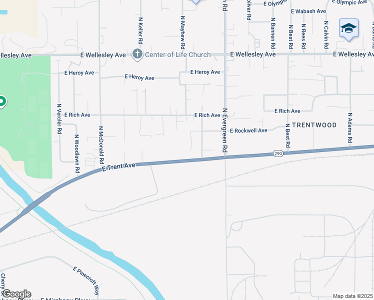 map of restaurants, bars, coffee shops, grocery stores, and more near 13615 East Trent Avenue in Spokane Valley