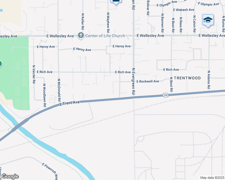 map of restaurants, bars, coffee shops, grocery stores, and more near 13615 East Trent Avenue in Spokane Valley