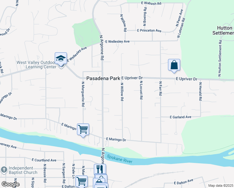 map of restaurants, bars, coffee shops, grocery stores, and more near 4207 North Willow Road in Spokane