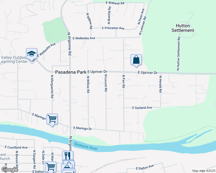 map of restaurants, bars, coffee shops, grocery stores, and more near 4216 North Locust Road in Spokane