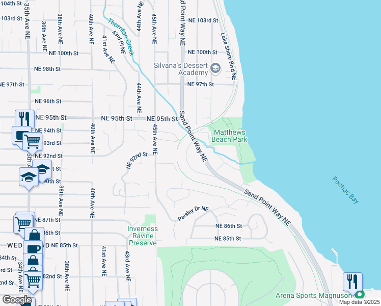 map of restaurants, bars, coffee shops, grocery stores, and more near 9220 Matthews Avenue Northeast in Seattle