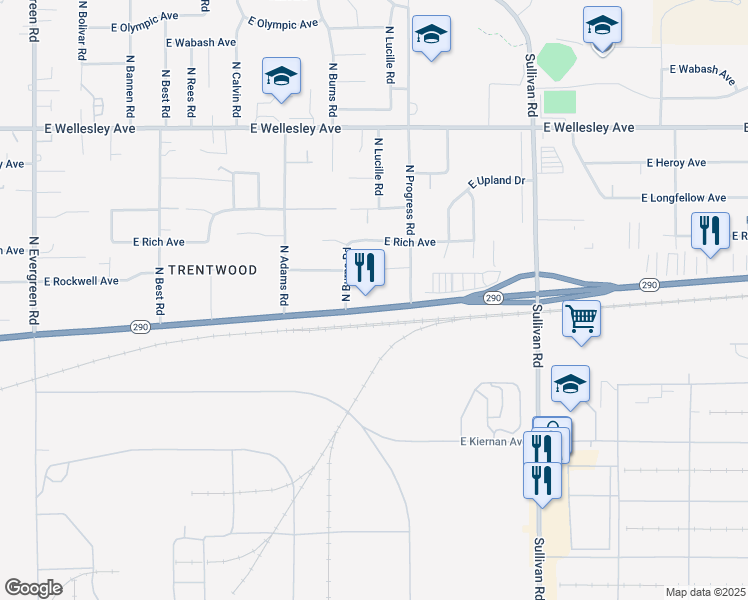 map of restaurants, bars, coffee shops, grocery stores, and more near 14921 East Trent Avenue in Spokane Valley