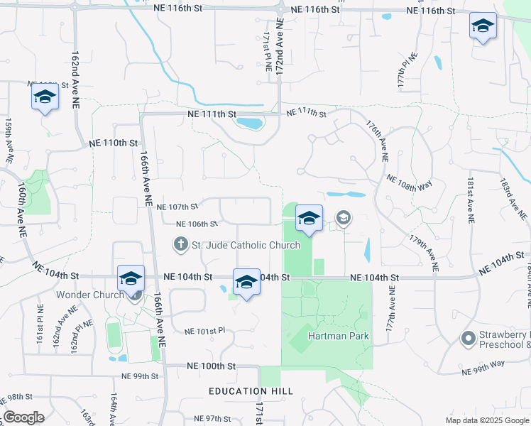 map of restaurants, bars, coffee shops, grocery stores, and more near 10611 171st Avenue Northeast in Redmond