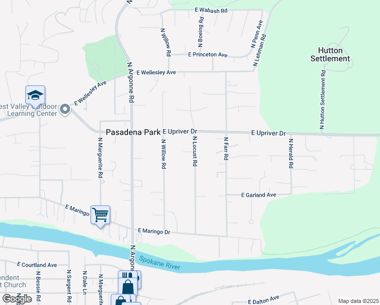 map of restaurants, bars, coffee shops, grocery stores, and more near 4216 North Locust Road in Spokane