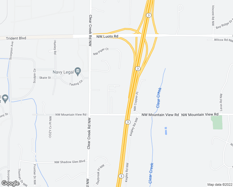 map of restaurants, bars, coffee shops, grocery stores, and more near 3054 Northwest Mountain View Road in Silverdale