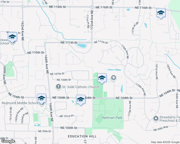 map of restaurants, bars, coffee shops, grocery stores, and more near 10611 171st Avenue Northeast in Redmond