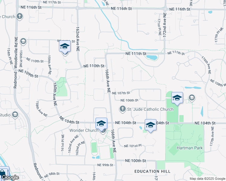 map of restaurants, bars, coffee shops, grocery stores, and more near 10614 166th Place Northeast in Redmond