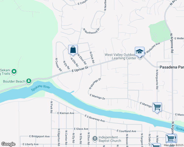 map of restaurants, bars, coffee shops, grocery stores, and more near 4209 North Maringo Drive in Spokane