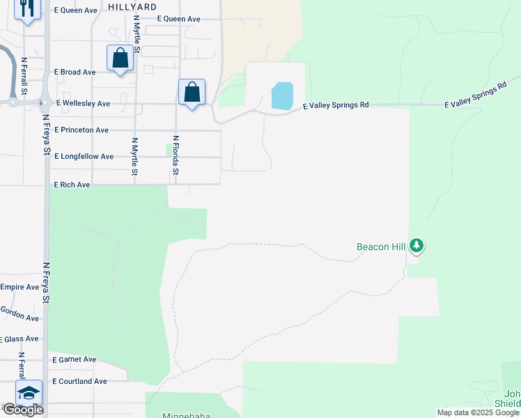 map of restaurants, bars, coffee shops, grocery stores, and more near in Spokane