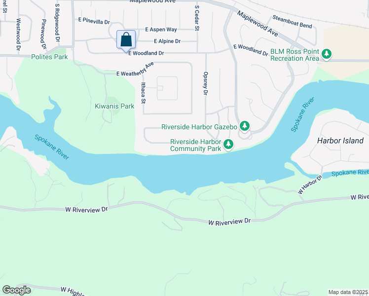 map of restaurants, bars, coffee shops, grocery stores, and more near 5531 East Shoreline Drive in Post Falls