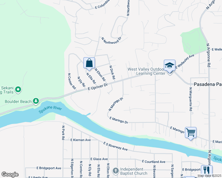 map of restaurants, bars, coffee shops, grocery stores, and more near 4315 West Centennial Way in Spokane