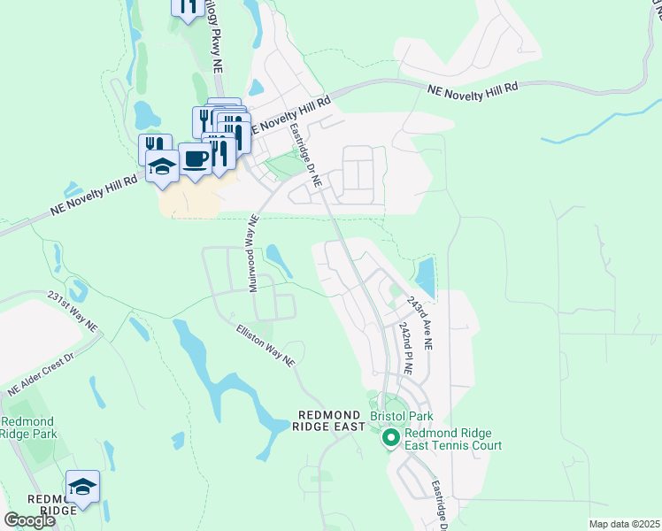 map of restaurants, bars, coffee shops, grocery stores, and more near in Union Hill-Novelty Hill