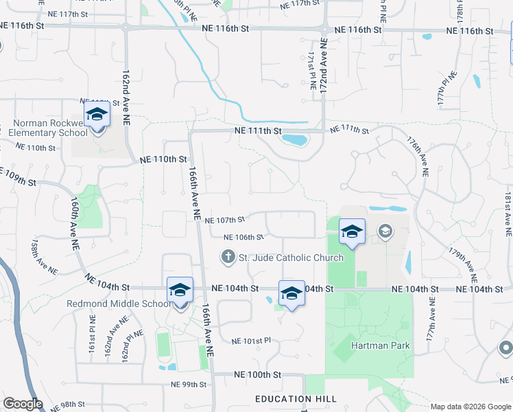 map of restaurants, bars, coffee shops, grocery stores, and more near 10814 168th Court Northeast in Redmond