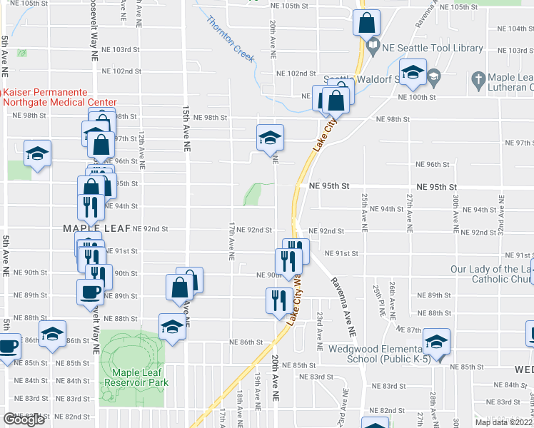 map of restaurants, bars, coffee shops, grocery stores, and more near 9411 20th Avenue Northeast in Seattle