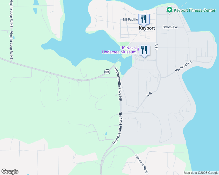 map of restaurants, bars, coffee shops, grocery stores, and more near 14712 Kestrel Place Northeast in Poulsbo