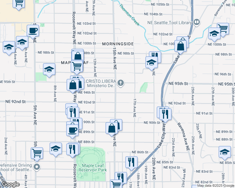map of restaurants, bars, coffee shops, grocery stores, and more near 9412 15th Avenue Northeast in Seattle