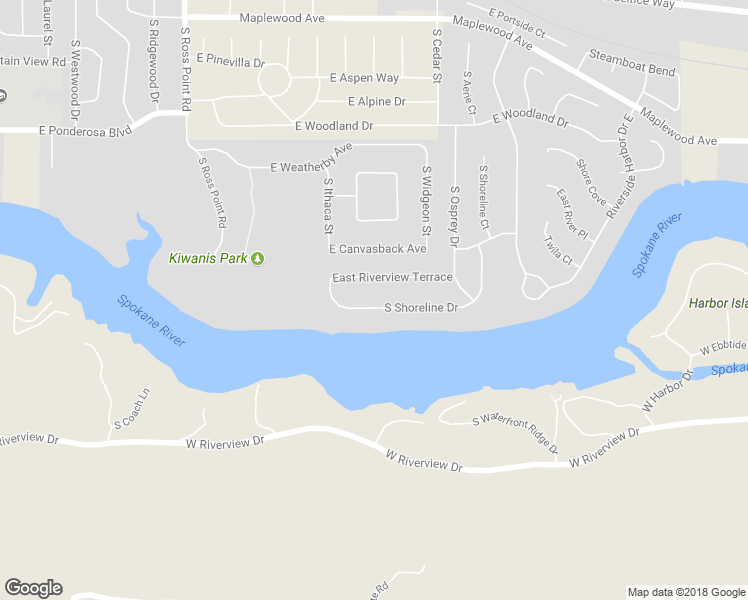 map of restaurants, bars, coffee shops, grocery stores, and more near 5410 East Shoreline Drive in Post Falls
