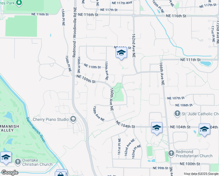 map of restaurants, bars, coffee shops, grocery stores, and more near 10826 159th Court Northeast in Redmond
