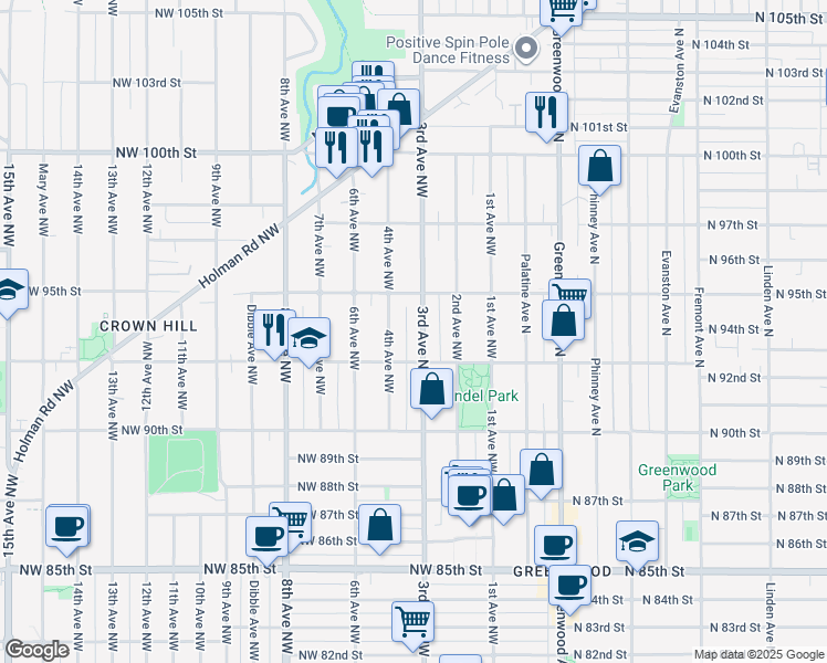 map of restaurants, bars, coffee shops, grocery stores, and more near 9233 3rd Avenue Northwest in Seattle