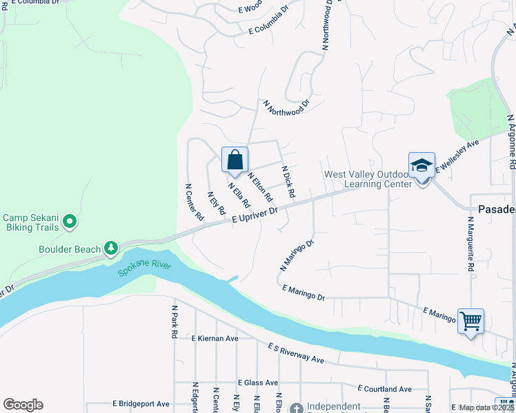 map of restaurants, bars, coffee shops, grocery stores, and more near 7821 East Upriver Drive in Spokane