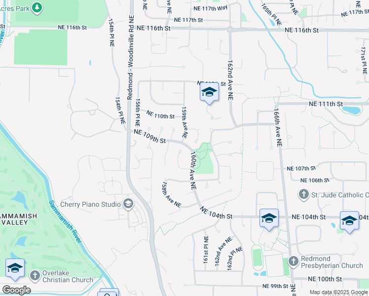 map of restaurants, bars, coffee shops, grocery stores, and more near 10826 159th Court Northeast in Redmond
