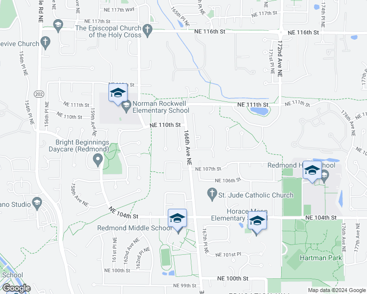 map of restaurants, bars, coffee shops, grocery stores, and more near 10816 165th Place Northeast in Redmond