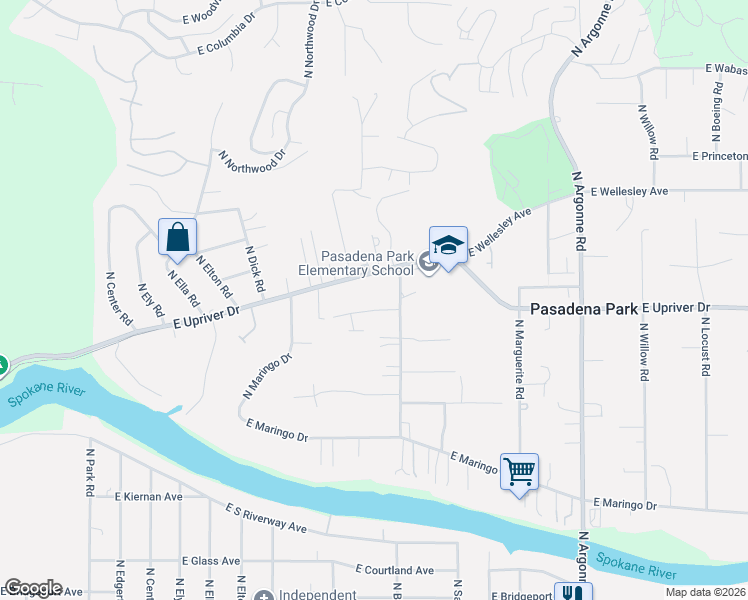 map of restaurants, bars, coffee shops, grocery stores, and more near 8411 East Rich Avenue in Spokane