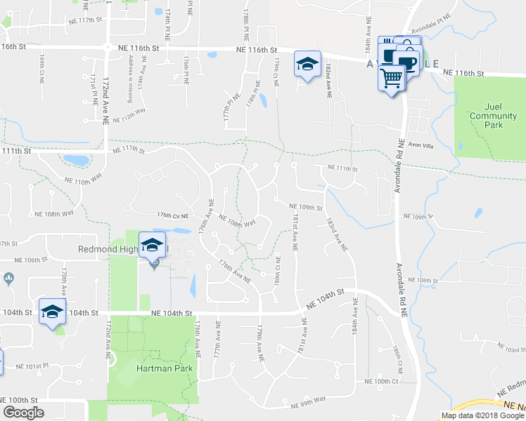map of restaurants, bars, coffee shops, grocery stores, and more near 10850 179th Court Northeast in Redmond