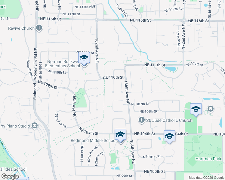 map of restaurants, bars, coffee shops, grocery stores, and more near 10819 164th Avenue Northeast in Redmond