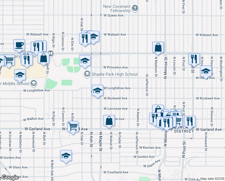map of restaurants, bars, coffee shops, grocery stores, and more near 4218 North Walnut Street in Spokane