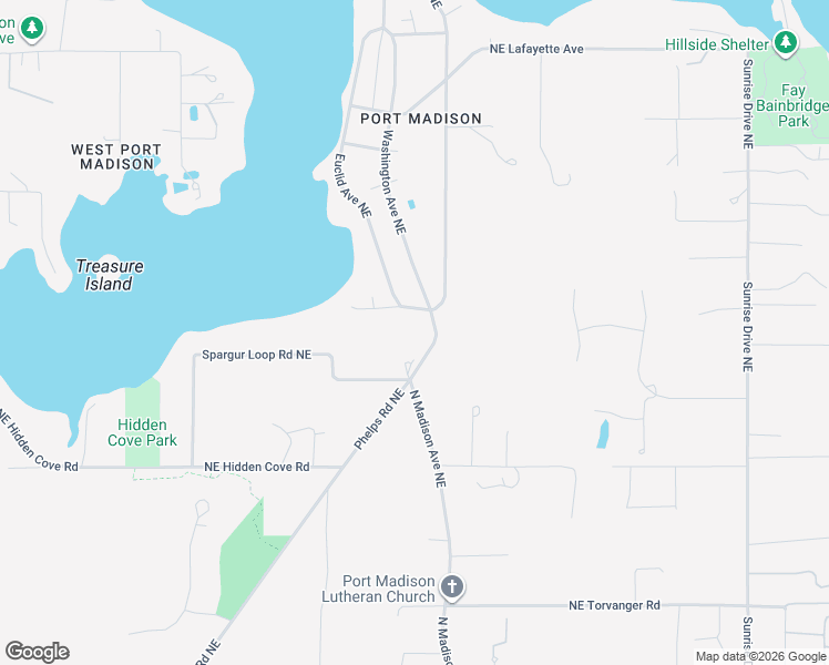 map of restaurants, bars, coffee shops, grocery stores, and more near 14855 Phelps Road Northeast in Bainbridge Island