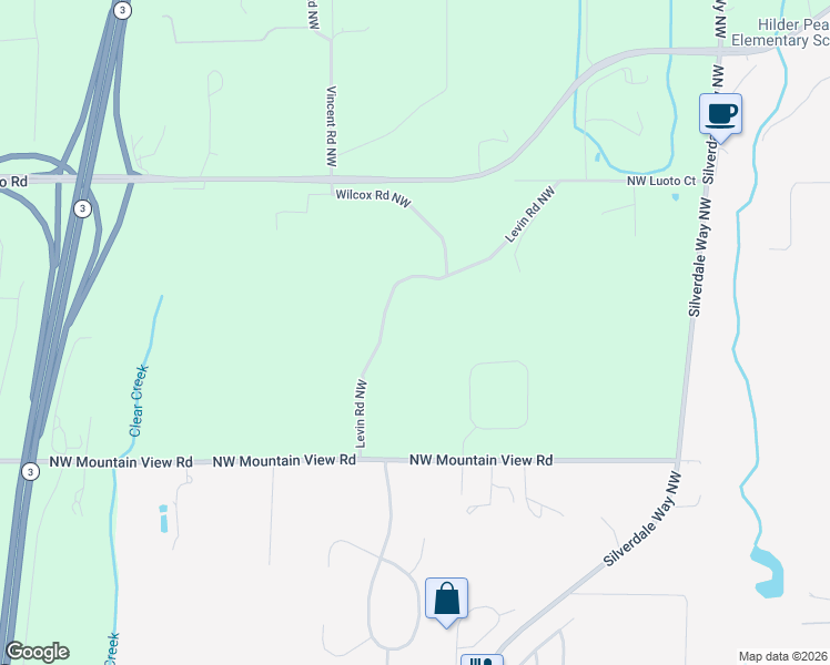 map of restaurants, bars, coffee shops, grocery stores, and more near 14858 Levin Road Northwest in Poulsbo