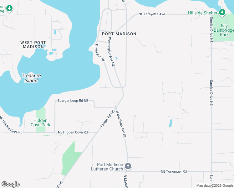 map of restaurants, bars, coffee shops, grocery stores, and more near 14855 Phelps Road Northeast in Bainbridge Island