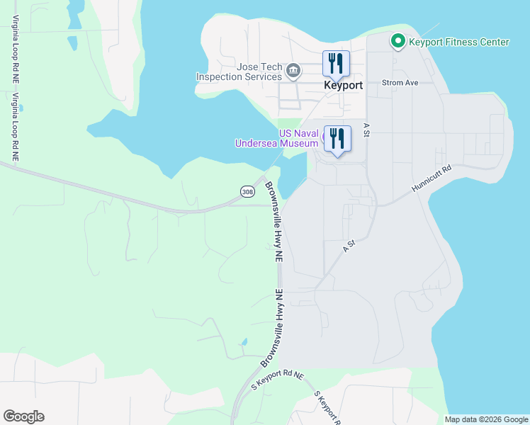 map of restaurants, bars, coffee shops, grocery stores, and more near 14712 Kestrel Place Northeast in Poulsbo