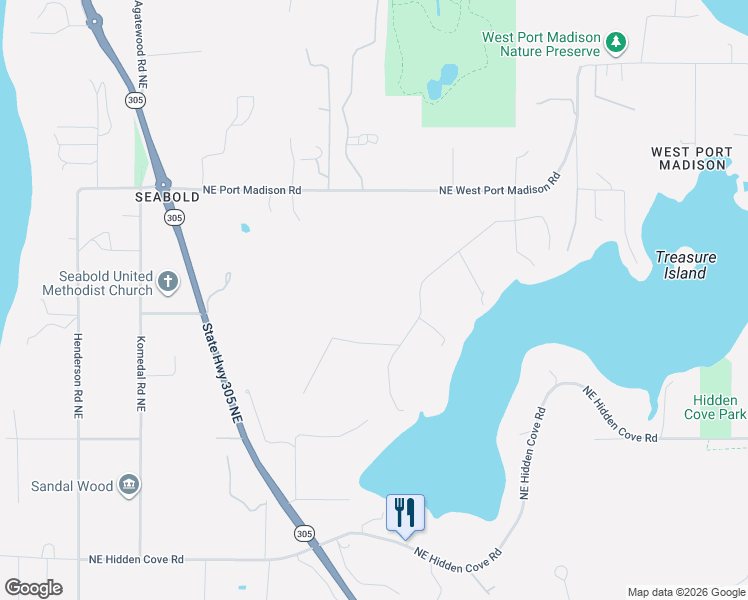 map of restaurants, bars, coffee shops, grocery stores, and more near 14735 Sivertson Road Northeast in Bainbridge Island