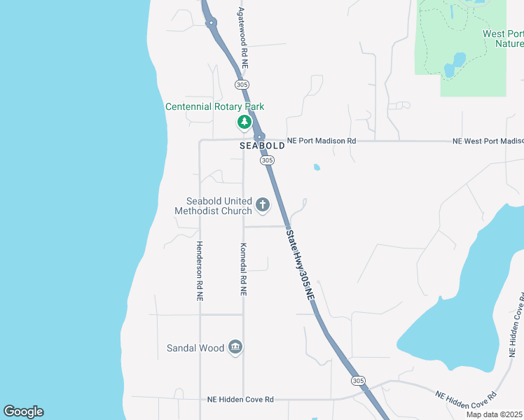 map of restaurants, bars, coffee shops, grocery stores, and more near 6894 Northeast Seabold Church Road in Bainbridge Island