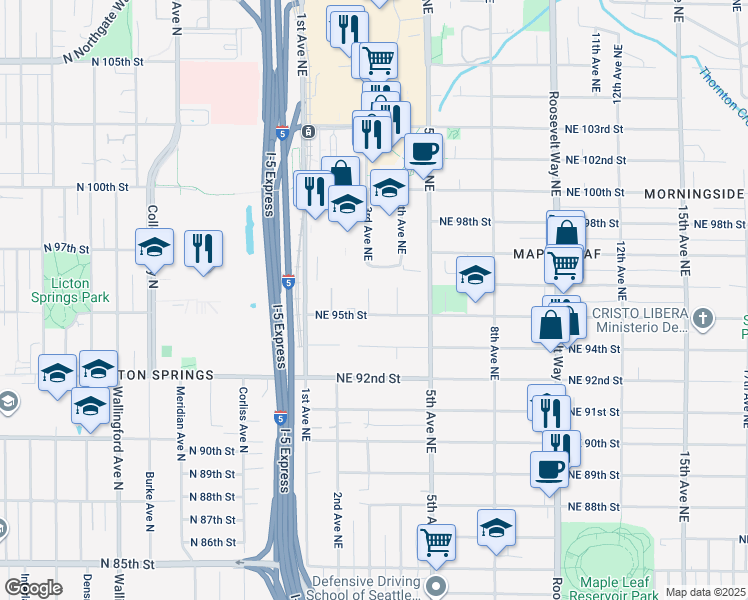 map of restaurants, bars, coffee shops, grocery stores, and more near 9529 4th Avenue Northeast in Seattle