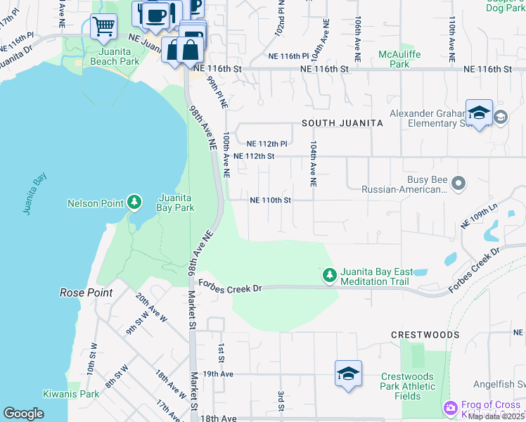 map of restaurants, bars, coffee shops, grocery stores, and more near 10917 101st Place Northeast in Kirkland