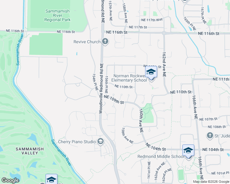 map of restaurants, bars, coffee shops, grocery stores, and more near 10932 156th Court Northeast in Redmond