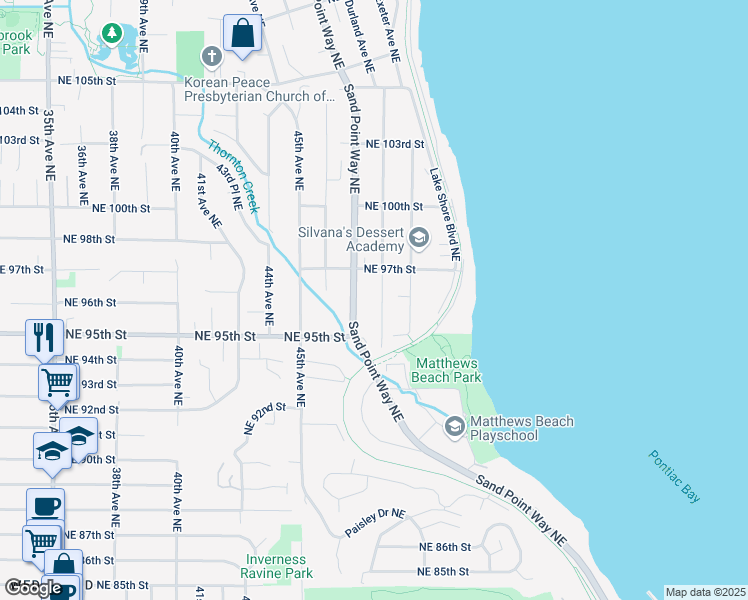 map of restaurants, bars, coffee shops, grocery stores, and more near 9527 48th Avenue Northeast in Seattle